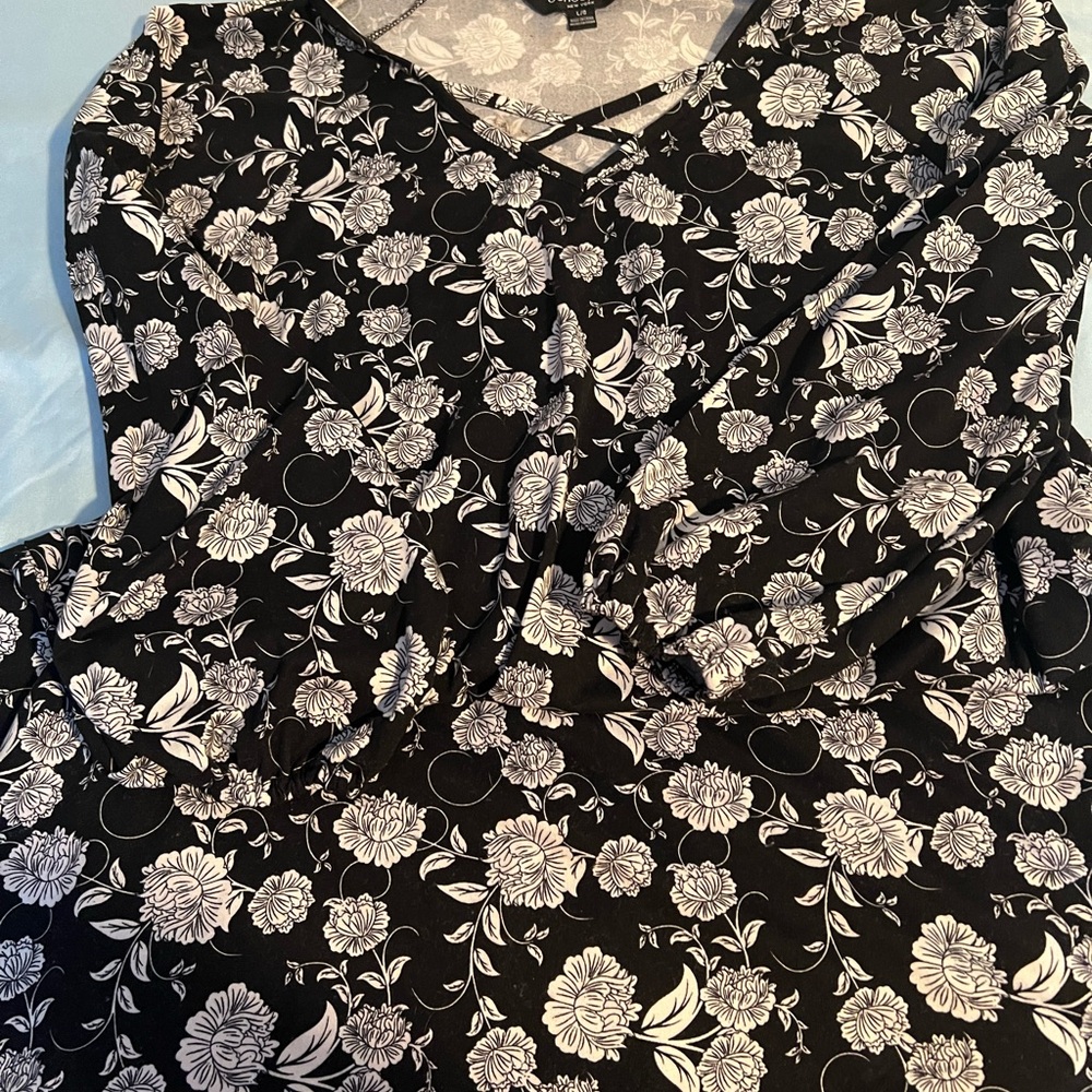 Floral Black and White Women's Dress